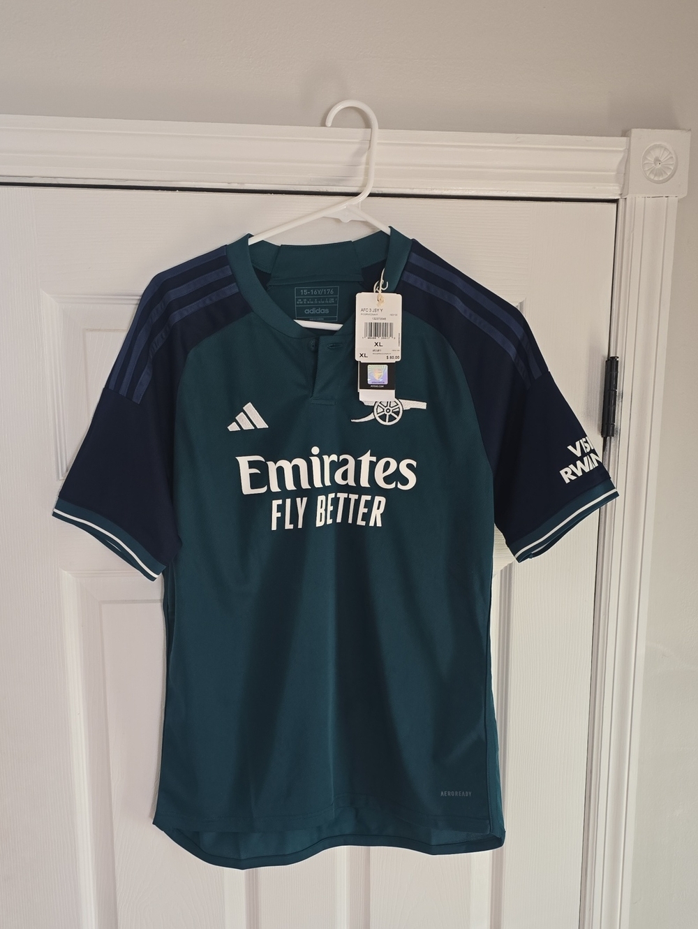 adidas Kids Arsenal Soccer Jersey Teal and Navy
